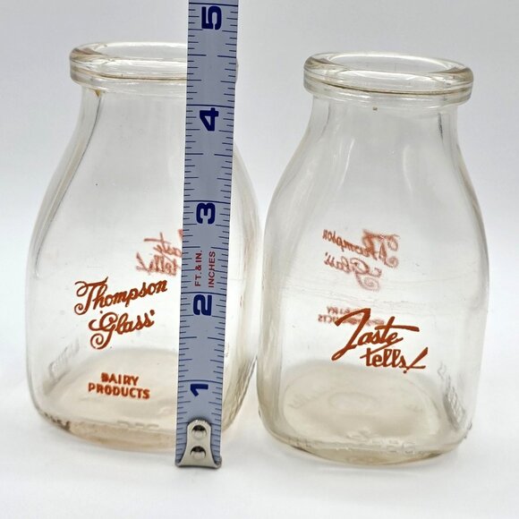 Vintage Thompson's Dairy Products Taste Tells USA Half Pint Milk Bottle Set of 2 - Picture 11 of 12